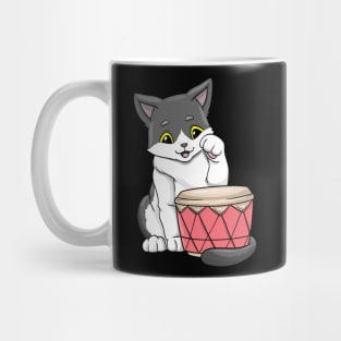 Cat as musician with drum Mug